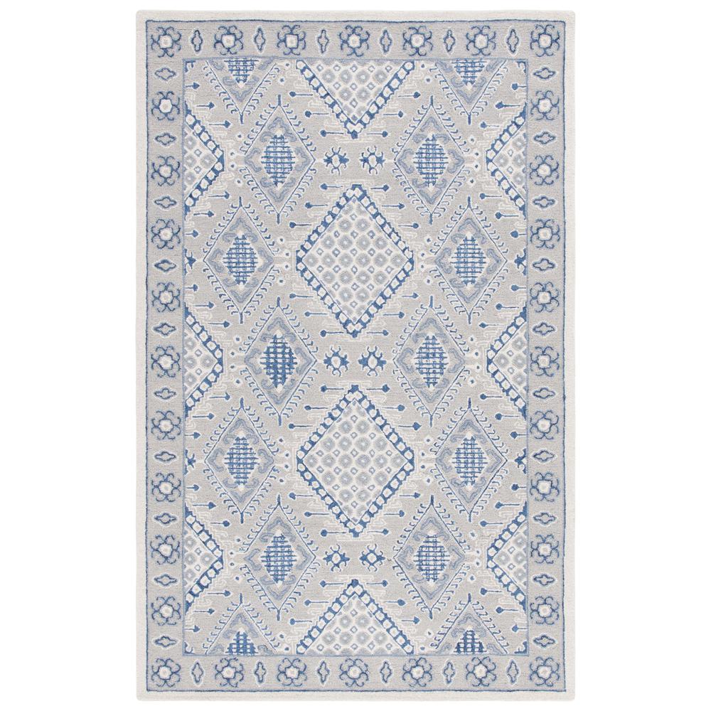 MICRO-LOOP, LIGHT GREY / BLUE, 5' X 8', Area Rug. Picture 1