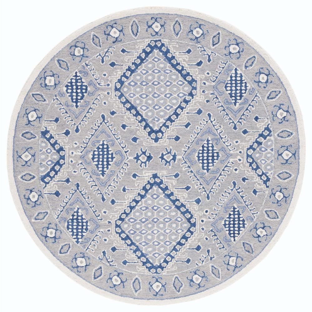 MICRO-LOOP, LIGHT GREY / BLUE, 5' X 5' Round, Area Rug. Picture 1
