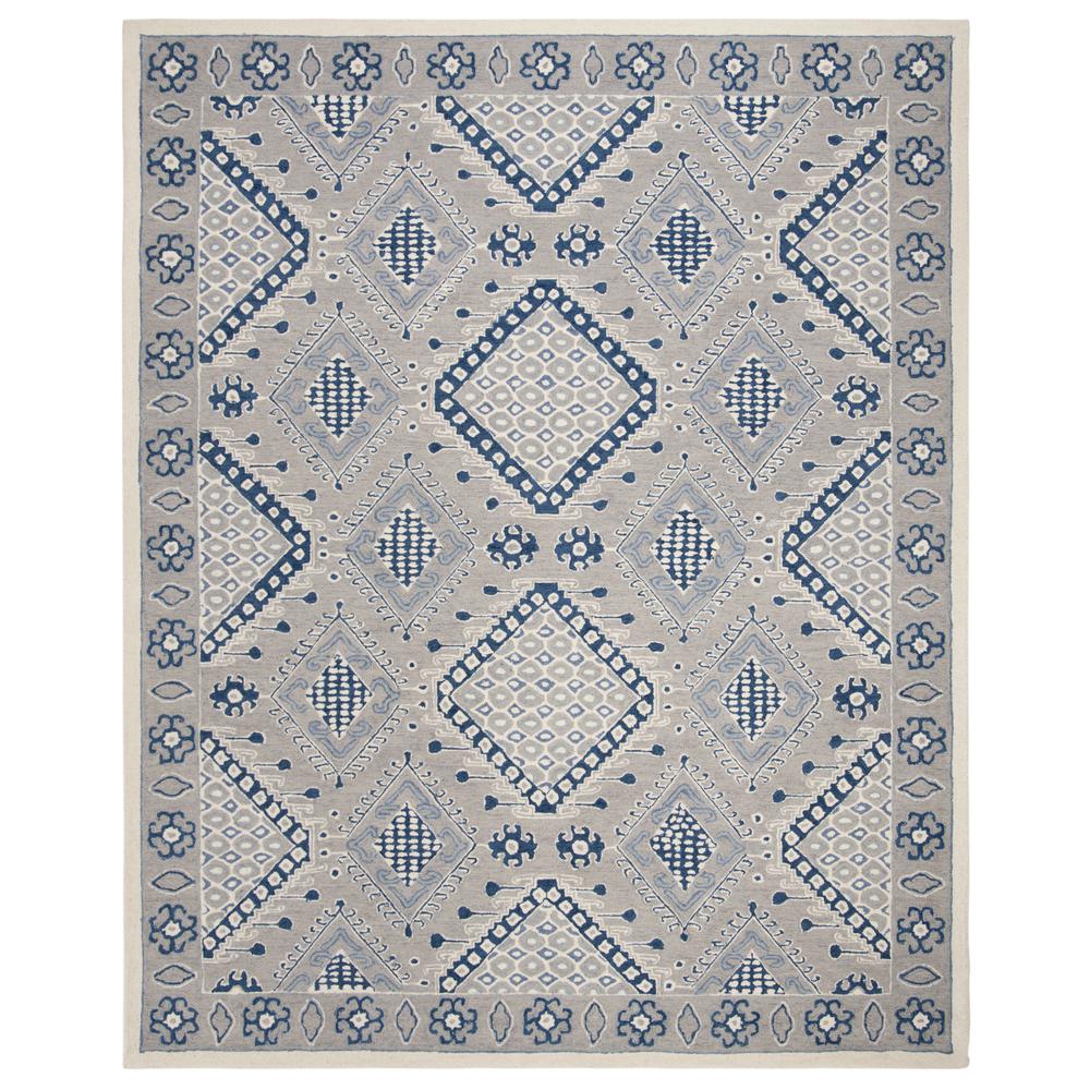MICRO-LOOP, LIGHT GREY / BLUE, 8' X 10', Area Rug. Picture 1