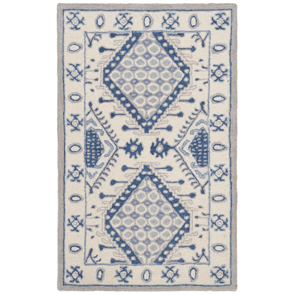 MICRO-LOOP, IVORY / BLUE, 2'-6" X 4', Area Rug. Picture 1