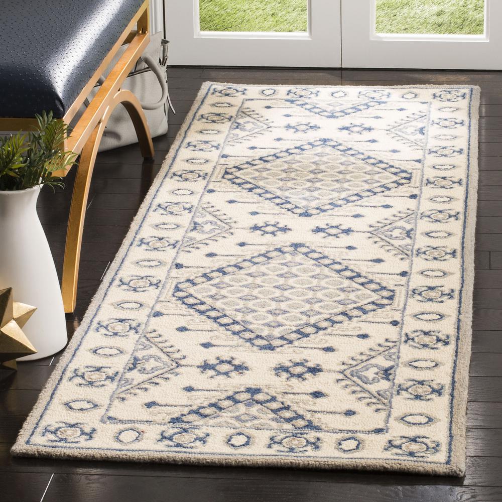 MICRO-LOOP, IVORY / BLUE, 2'-6" X 4', Area Rug. Picture 2