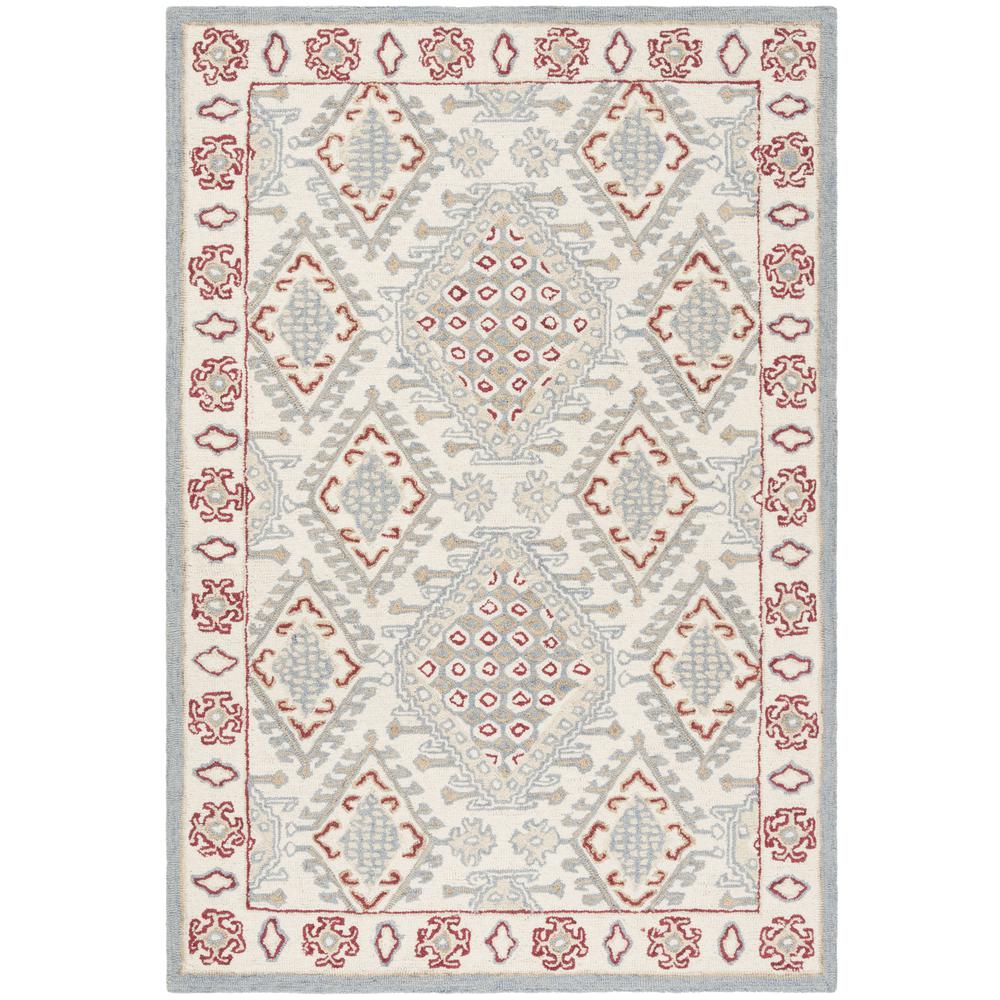 MICRO-LOOP, IVORY / RED, 4' X 6', Area Rug. Picture 1