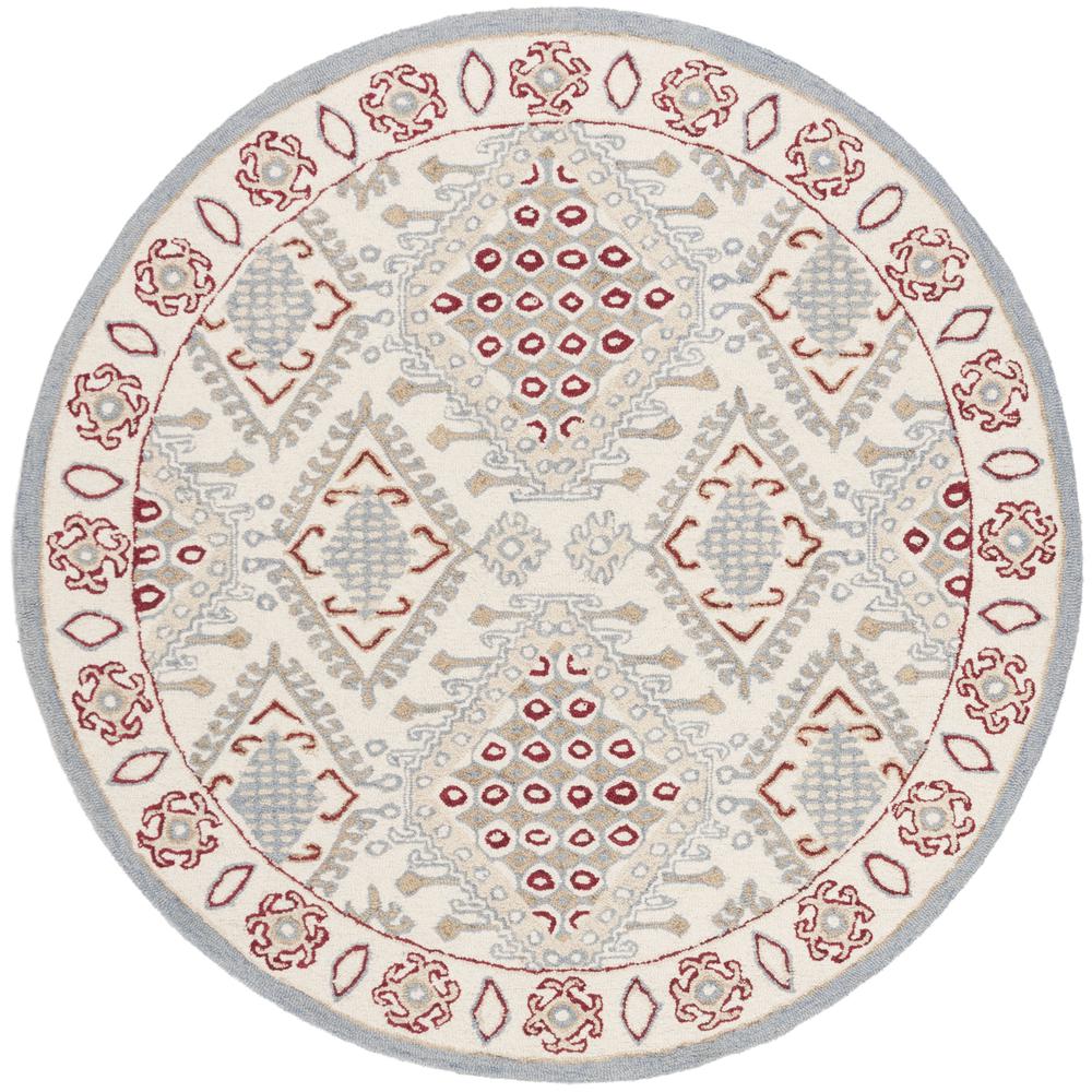 MICRO-LOOP, IVORY / RED, 5' X 5' Round, Area Rug. Picture 1