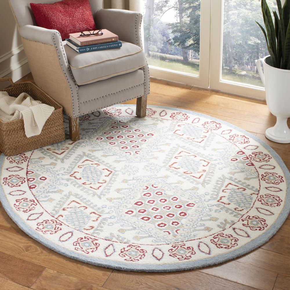 MICRO-LOOP, IVORY / RED, 5' X 5' Round, Area Rug. Picture 2