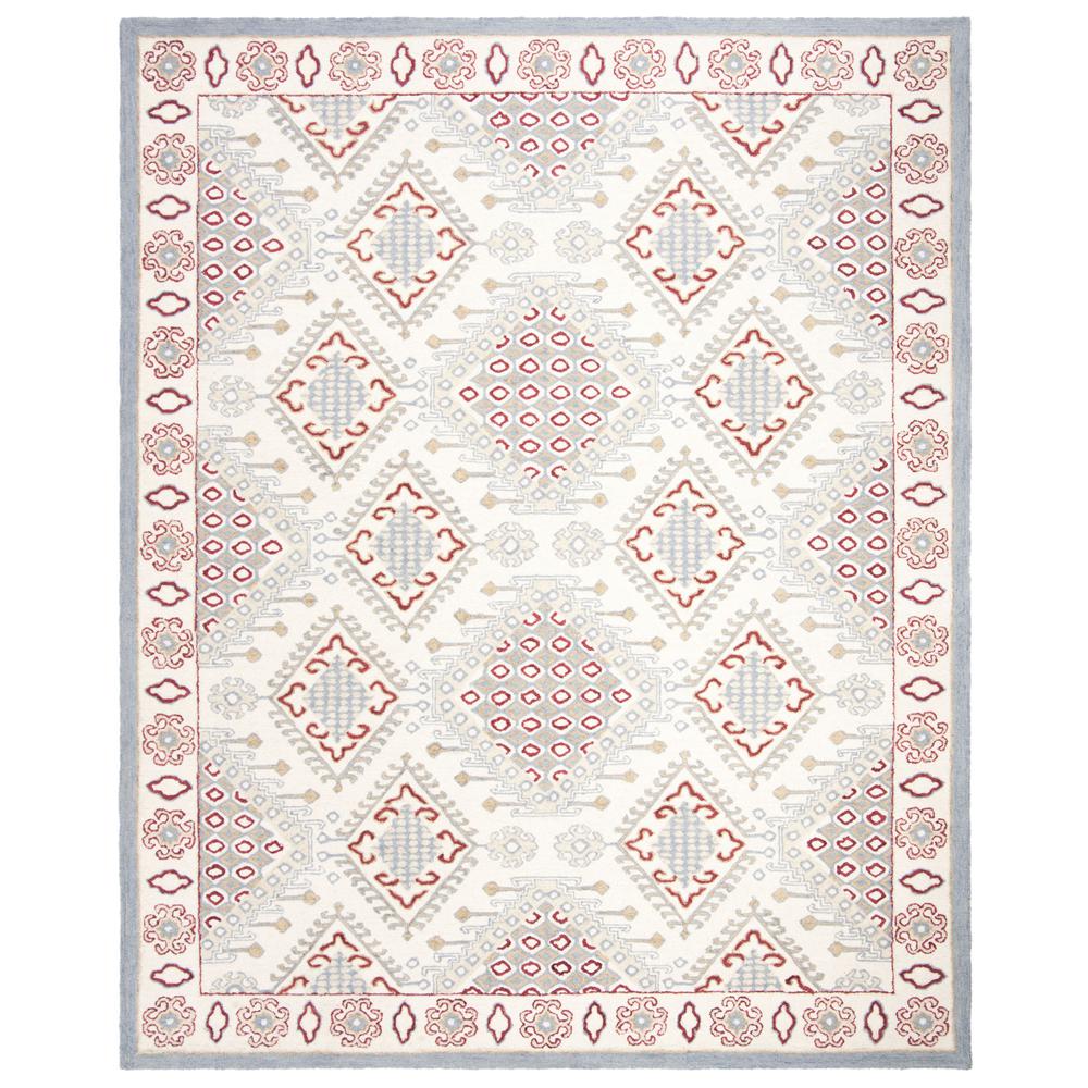 MICRO-LOOP, IVORY / RED, 8' X 10', Area Rug. Picture 1
