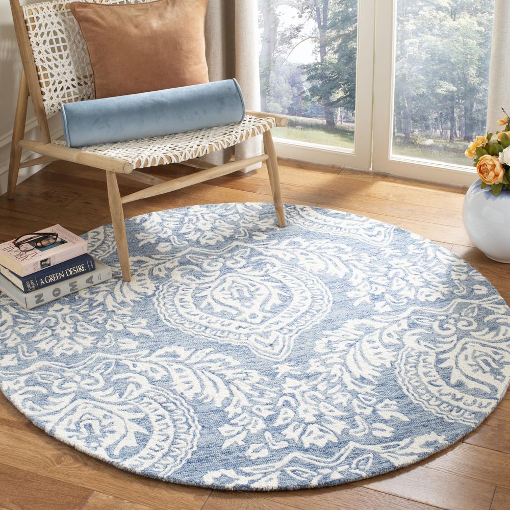 MICRO-LOOP, BLUE / IVORY, 5' X 5' Round, Area Rug, MLP512M-5R. Picture 2