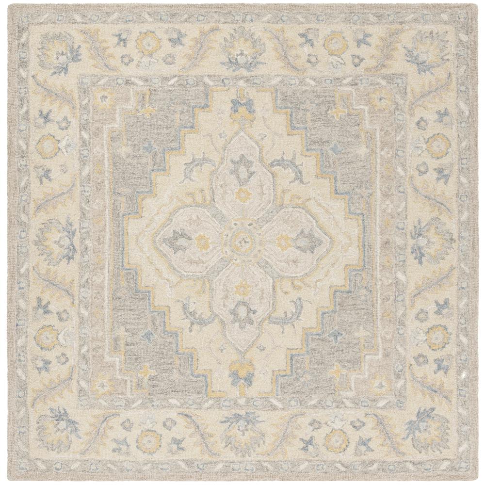 MICRO-LOOP, BEIGE / GREY, 5' X 5' Square, Area Rug. Picture 1
