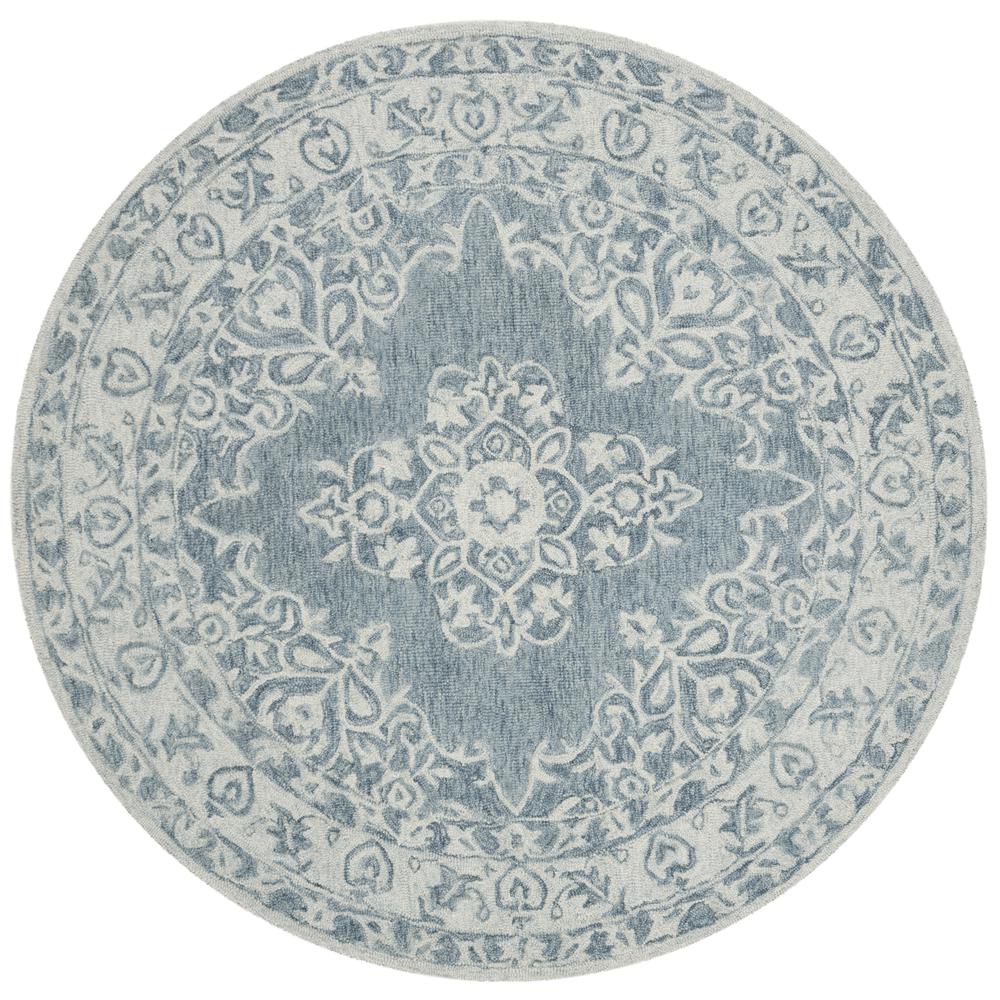 MICRO-LOOP, BLUE / LIGHT BLUE, 5' X 5' Round, Area Rug. Picture 1