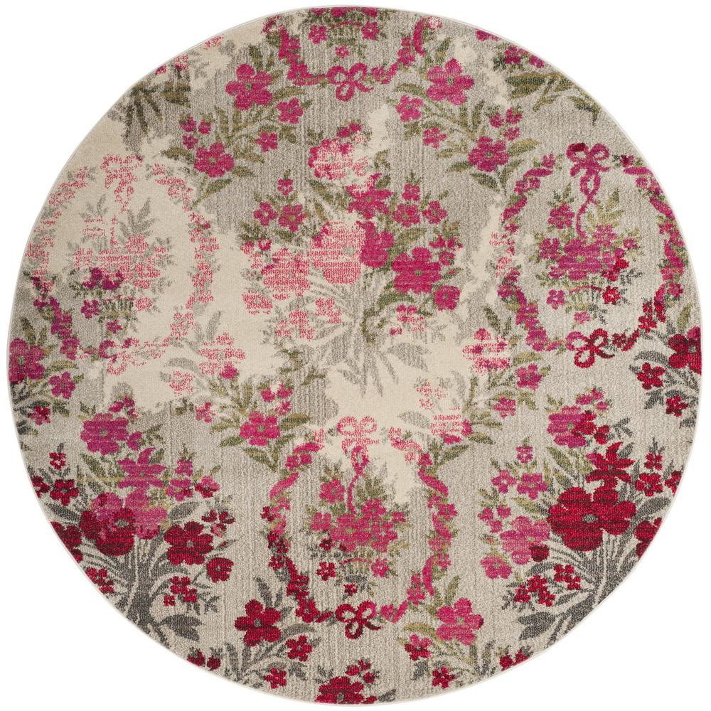 MONACO, IVORY / PINK, 6'-7" X 6'-7" Round, Area Rug, MNC205R-7R. Picture 1