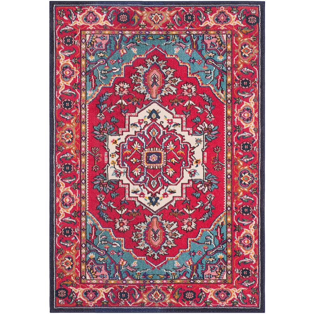 MONACO, RED / TURQUOISE, 5'-1" X 7'-7", Area Rug. Picture 1
