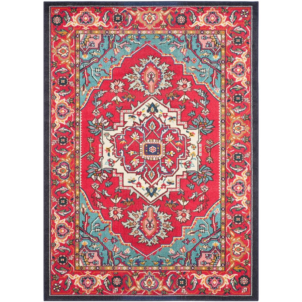 MONACO, RED / TURQUOISE, 6'-7" X 9'-2", Area Rug. Picture 1