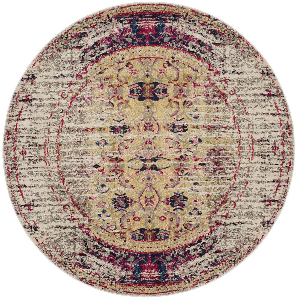 MONACO, IVORY / PINK, 6'-7" X 6'-7" Round, Area Rug, MNC209R-7R. The main picture.