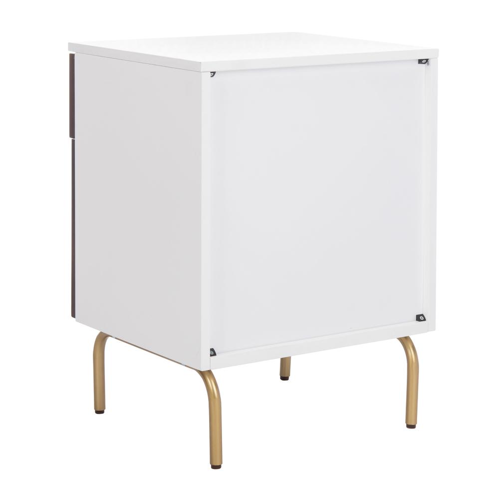 Genevieve 2 Drawer Nightstand, White/Gold. Picture 3