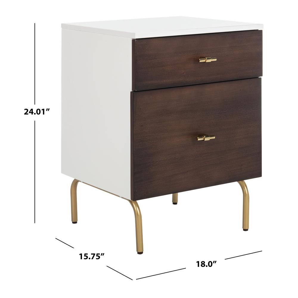 Genevieve 2 Drawer Nightstand, White/Gold. Picture 6