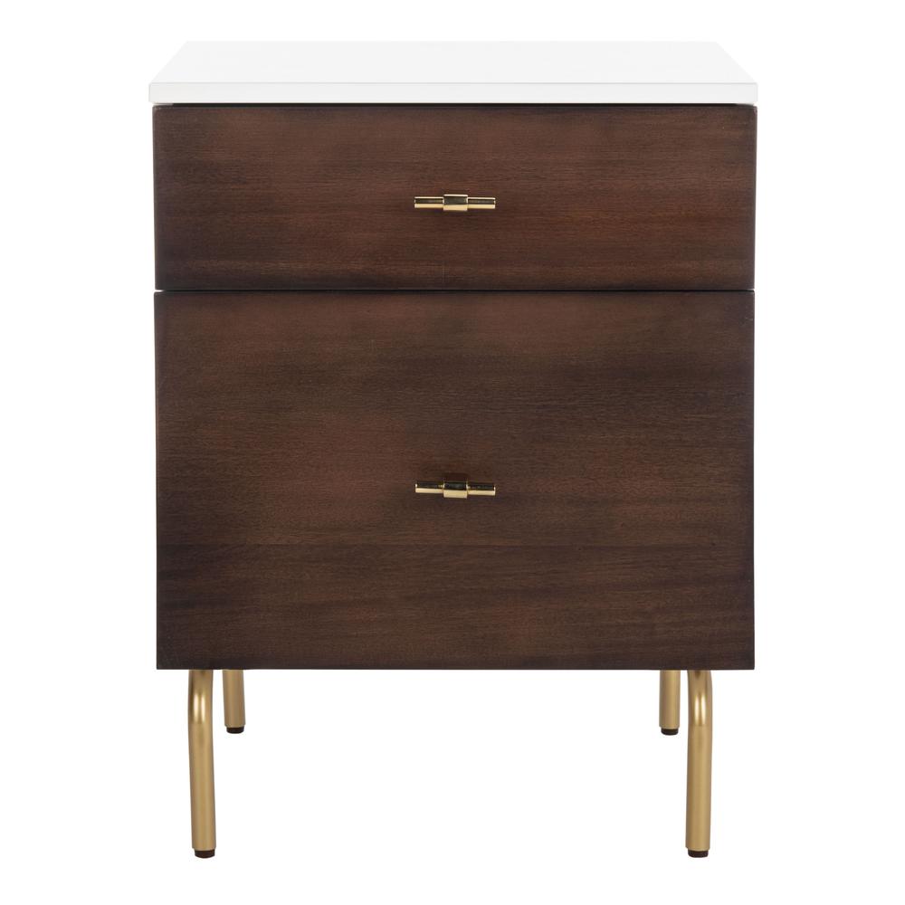Genevieve 2 Drawer Nightstand, White/Gold. Picture 1