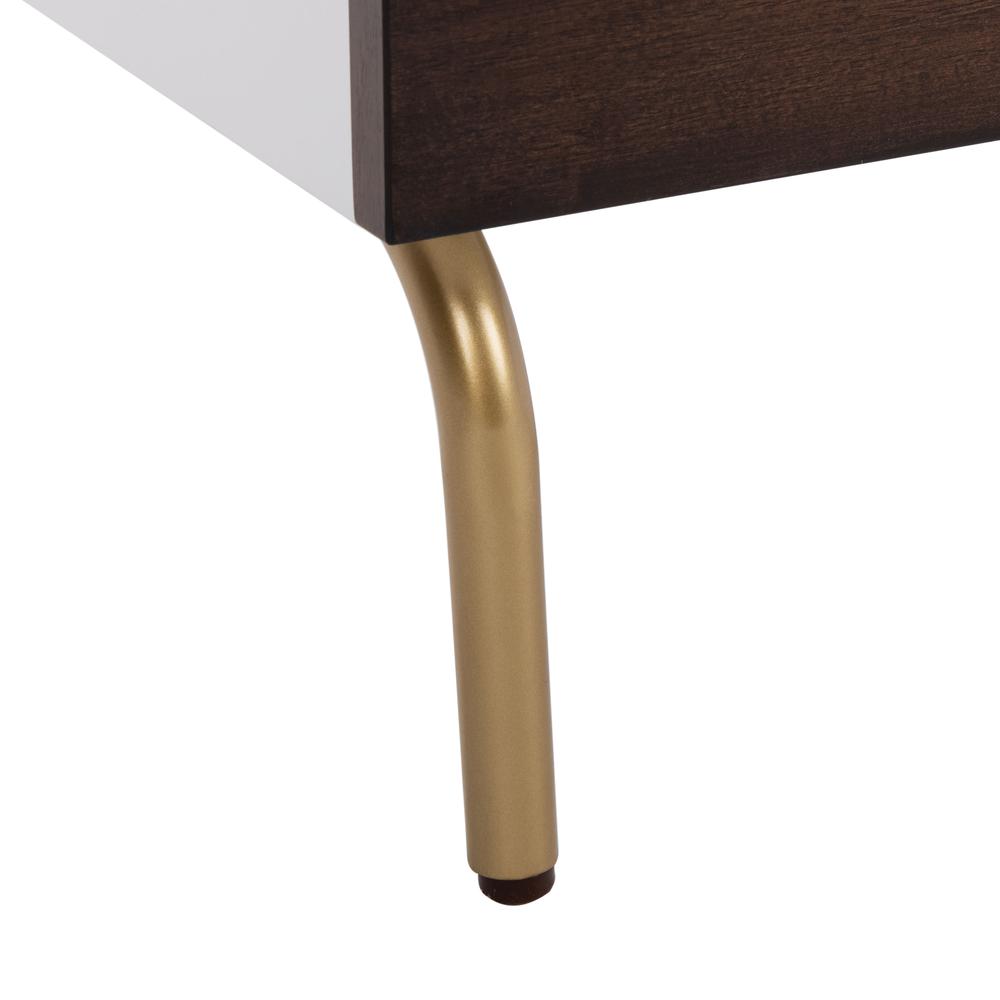 Genevieve 2 Drawer Nightstand, White/Gold. Picture 7