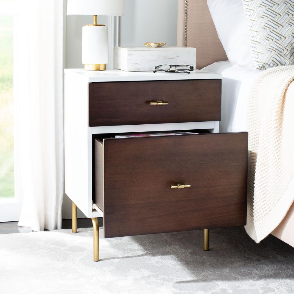 Genevieve 2 Drawer Nightstand, White/Gold. Picture 9