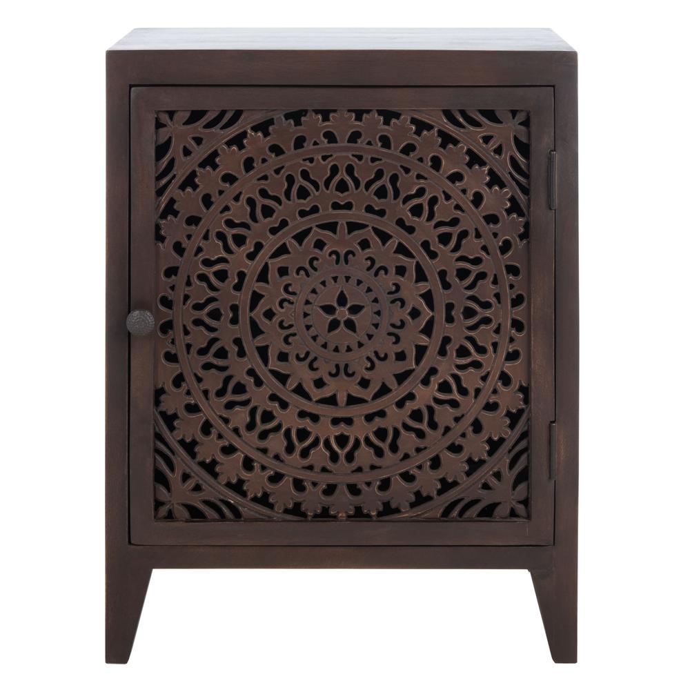 Thea 1 Door Carved Nightstand, Brown. The main picture.