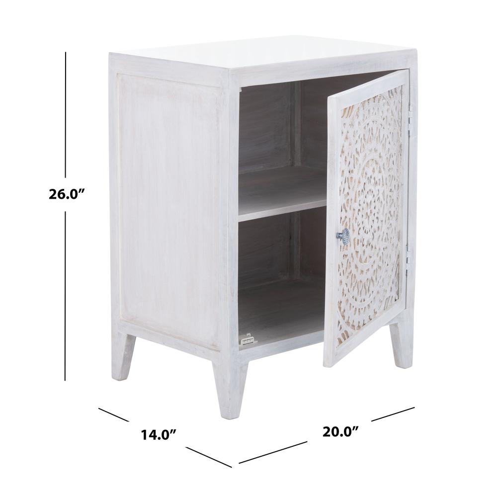Thea 1 Door Carved Nightstand, White Wash. Picture 5