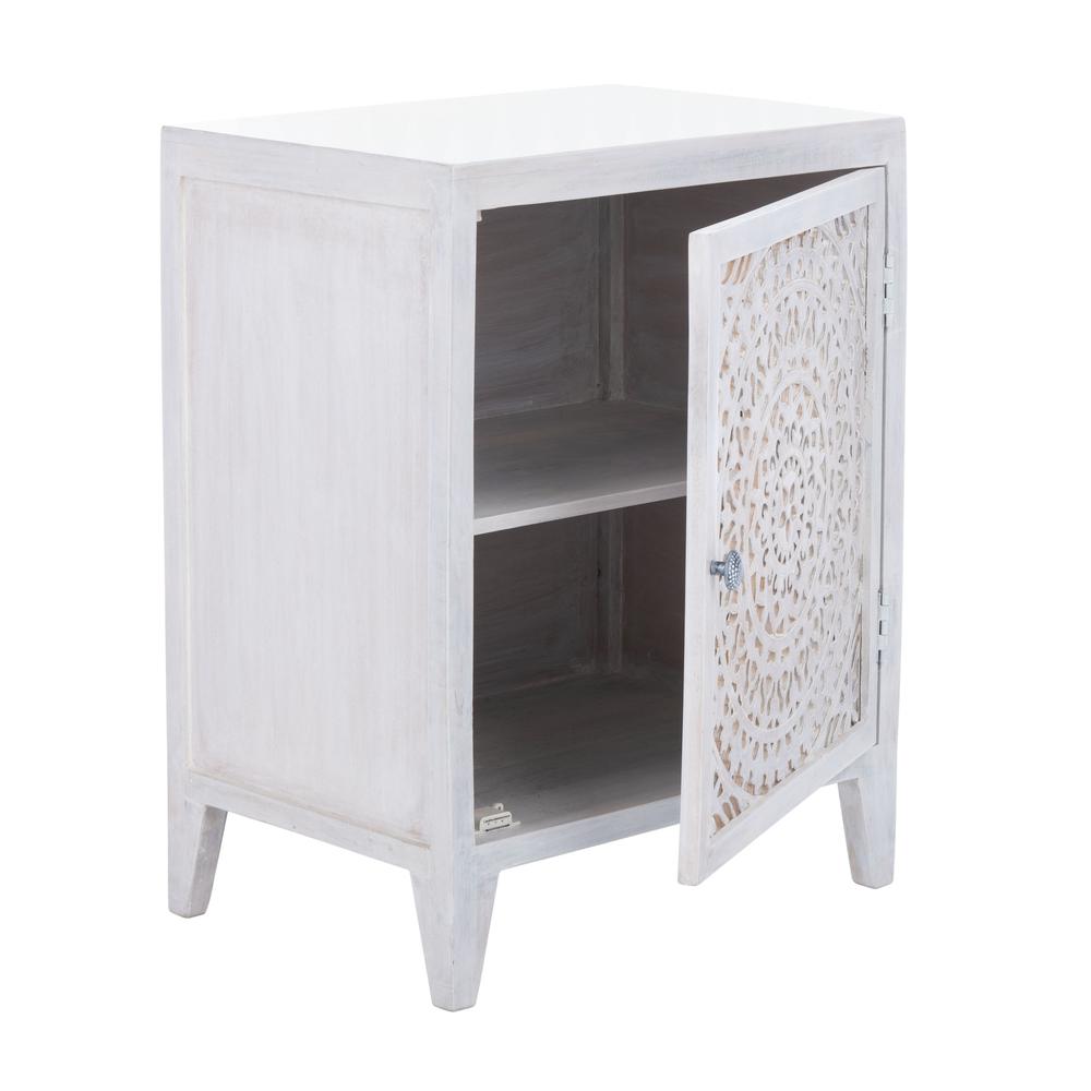 Thea 1 Door Carved Nightstand, White Wash. Picture 10