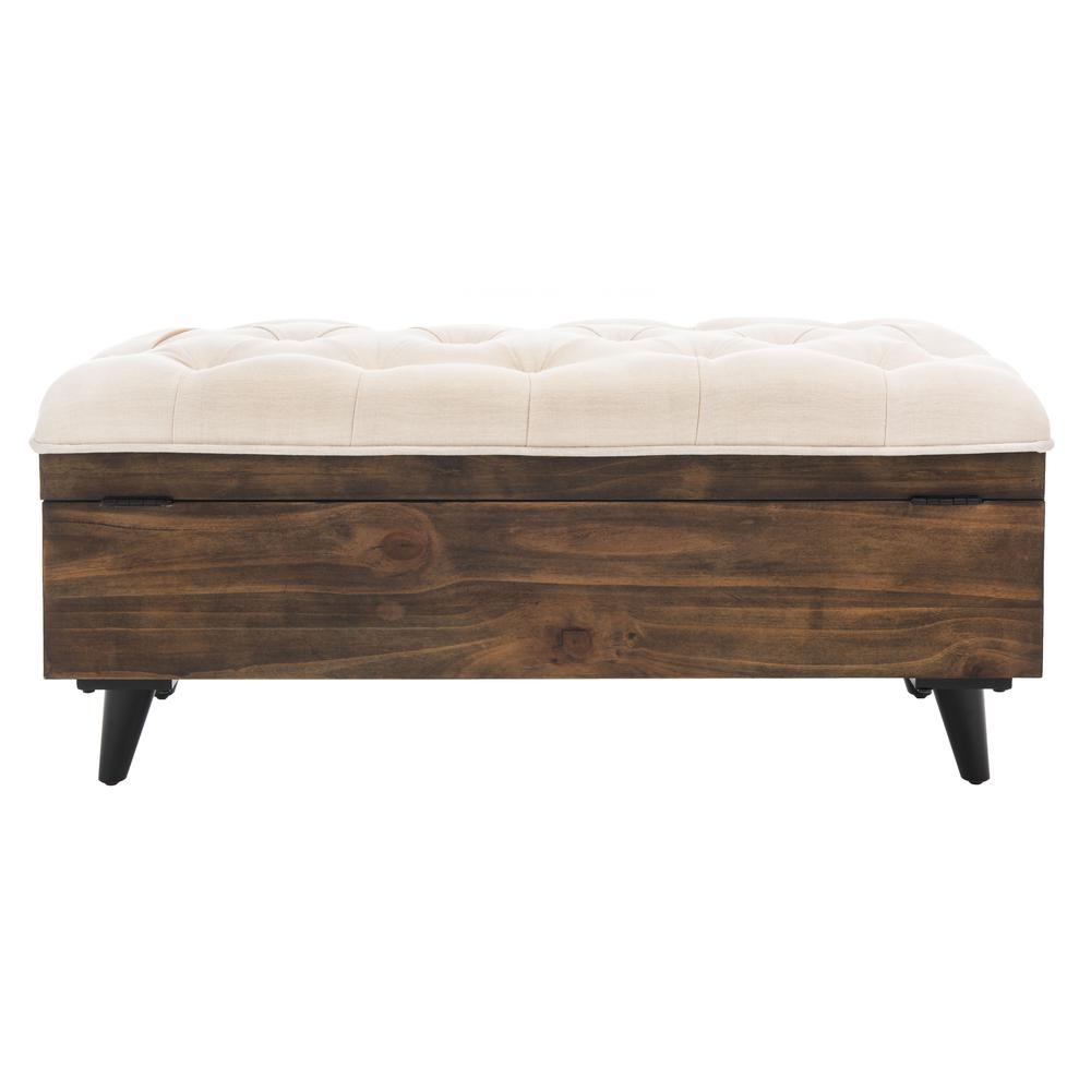 Liam Tufted Cocktail Ottoman, Light Beige/Dark Oak. Picture 2