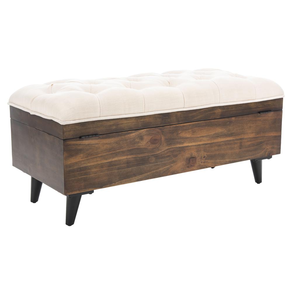 Liam Tufted Cocktail Ottoman, Light Beige/Dark Oak. Picture 3