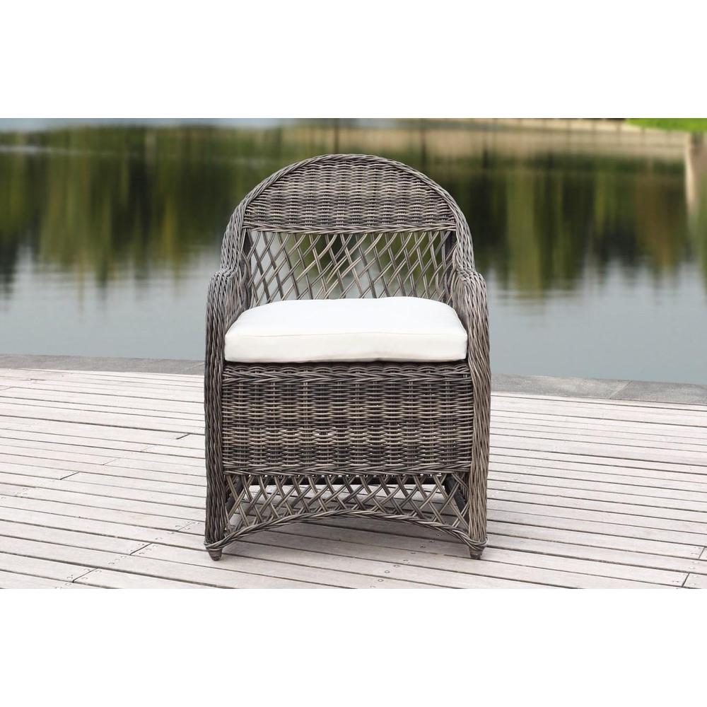 DAVIES WICKER ARM CHAIR WITH CUSHION, PAT2510A. Picture 1
