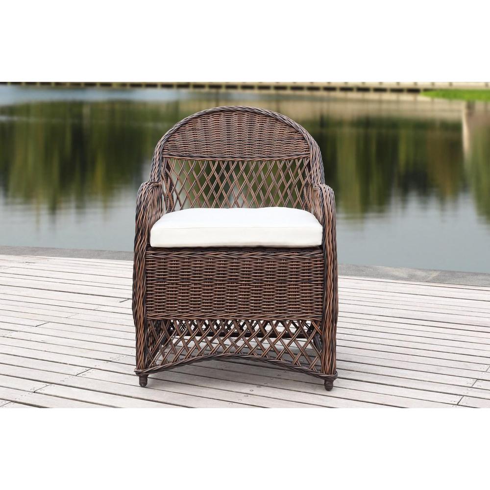 DAVIES WICKER ARM CHAIR WITH CUSHION, PAT2510B. Picture 1