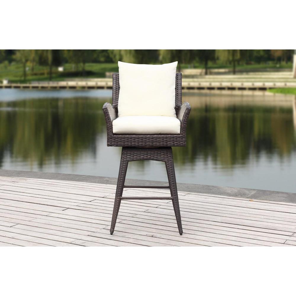 HAYES OUTDOOR WICKER SWIVEL ARMED COUNTER STOOL, PAT2515B. Picture 1