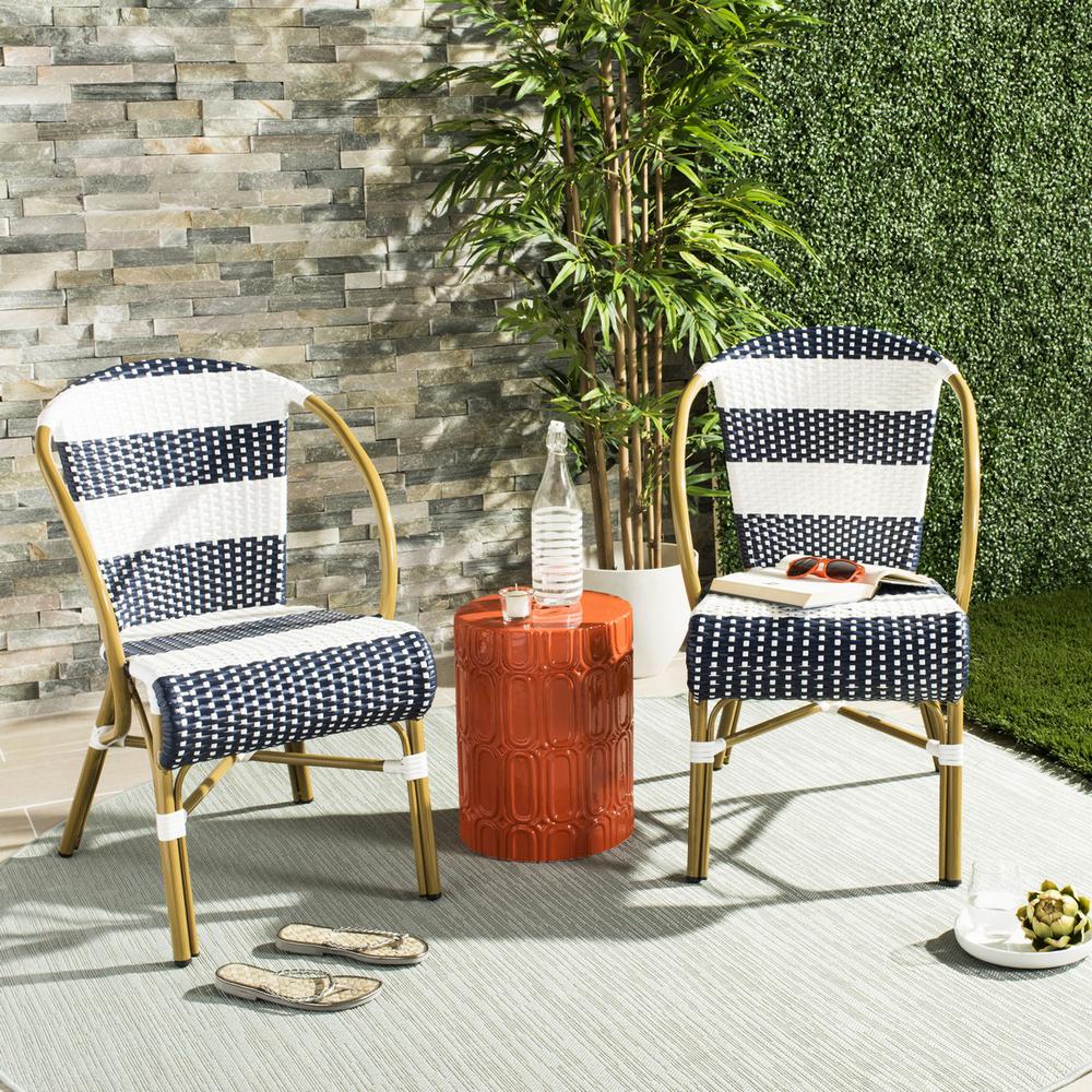 SARITA STRIPED FRENCH BISTRO STACKING SIDE CHAIR. Picture 1