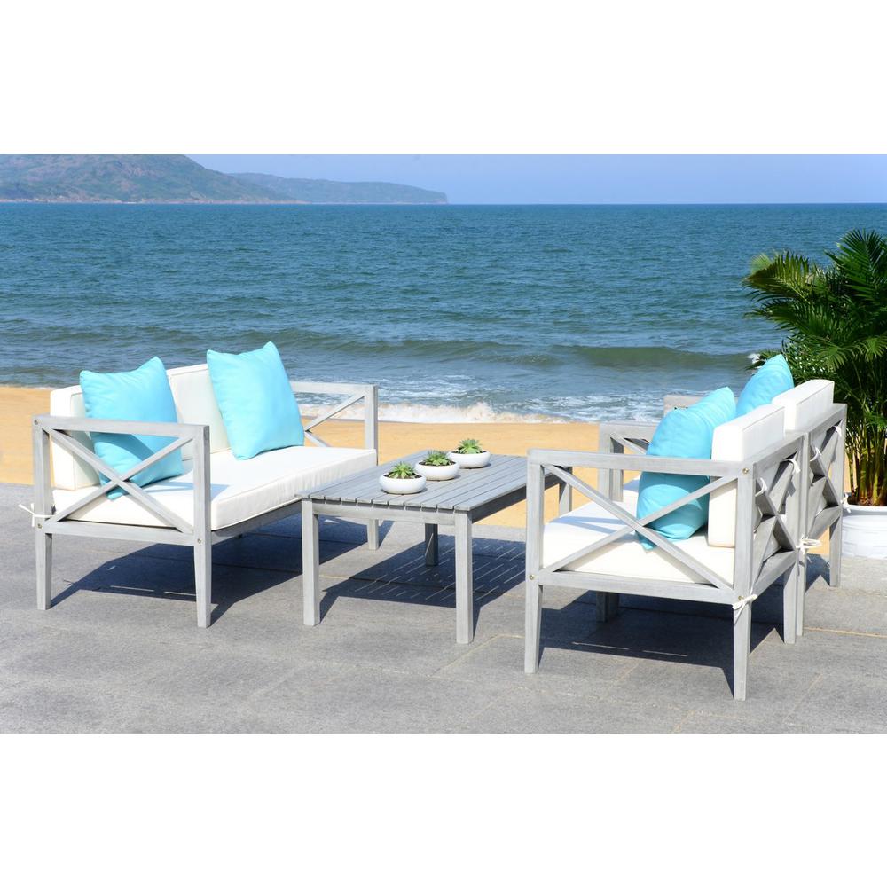 NUNZIO 4 PC OUTDOOR SET WITH ACCENT PILLOWS, PAT7031B. Picture 1