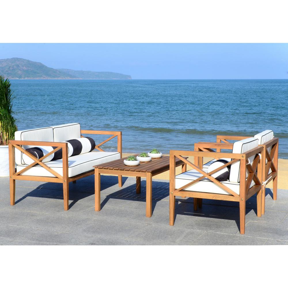 NUNZIO 4 PC OUTDOOR SET WITH ACCENT PILLOWS, PAT7031C. Picture 1