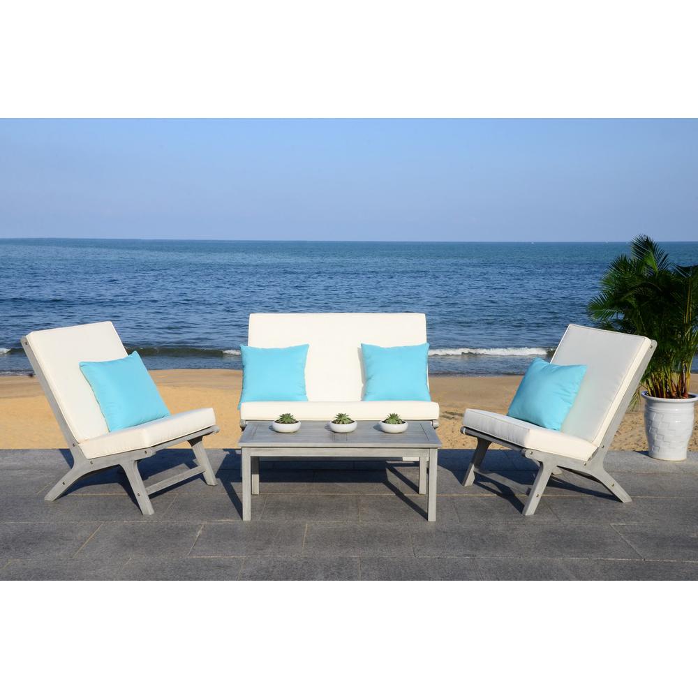 CHASTON 4 PC OUTDOOR LIVING SET WITH ACCENT PILLOWS, PAT7044B. The main picture.