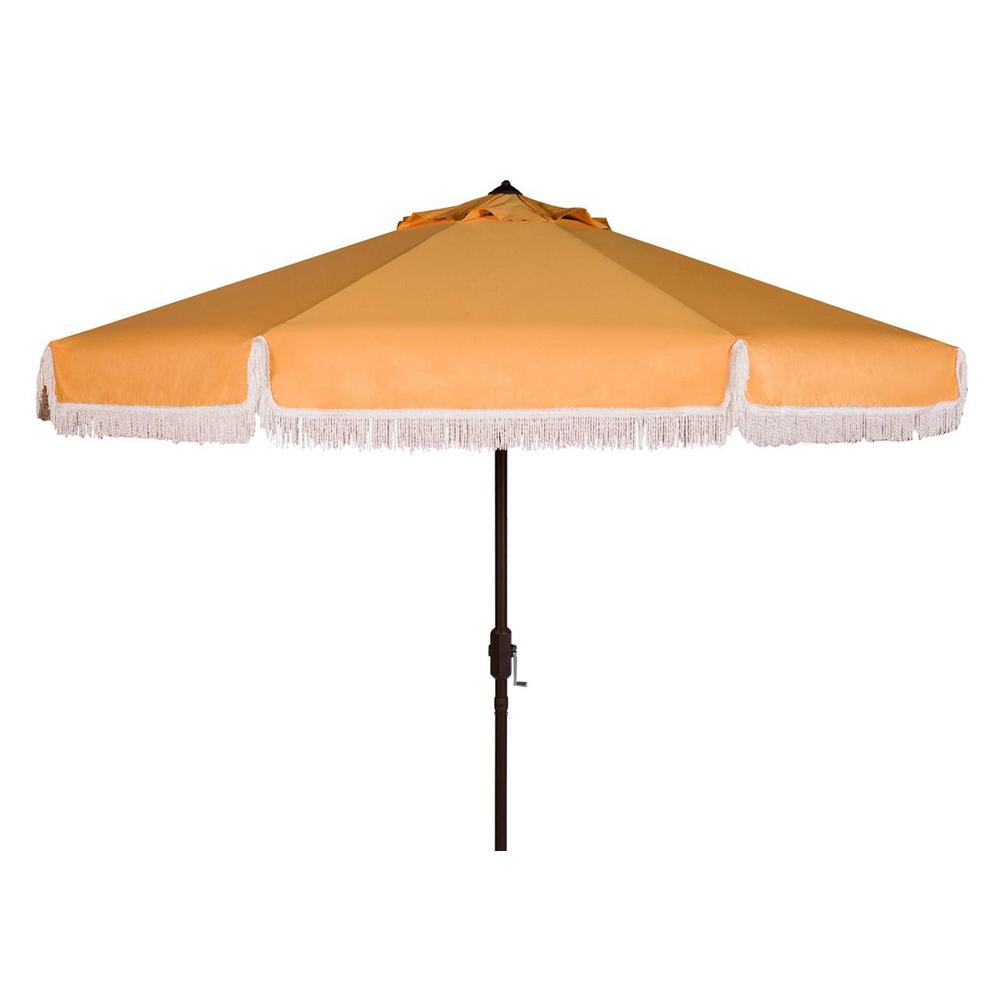 Mayfair Sunshine Fringe 9ft Crank Outdoor Push Button Tilt Umbrella, Belen Kox. Picture 1