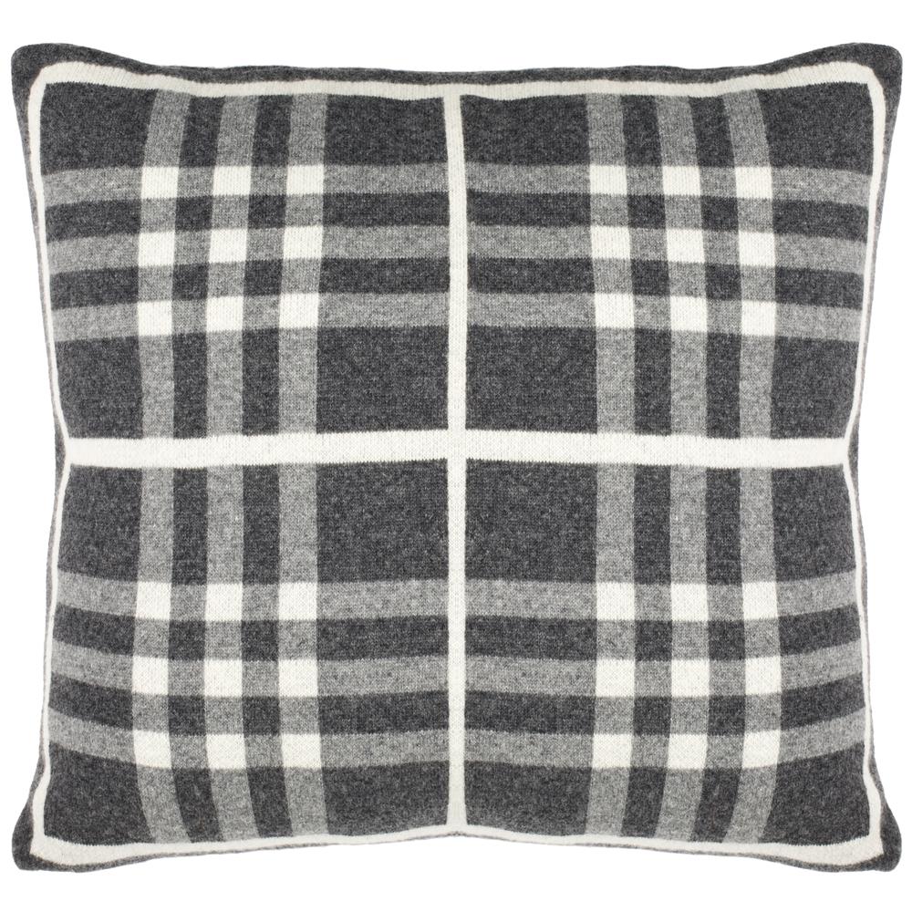 Unity Gingham Knit Pillow, Dark Grey/Medium Grey/Ivory. Picture 4