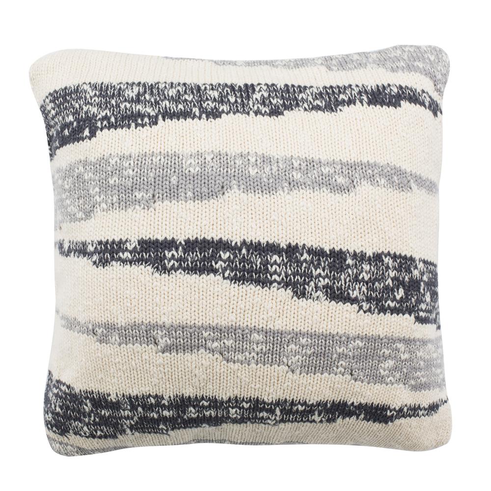Imani Knit Pillow, Dark Grey/Light Grey/Natural. Picture 1