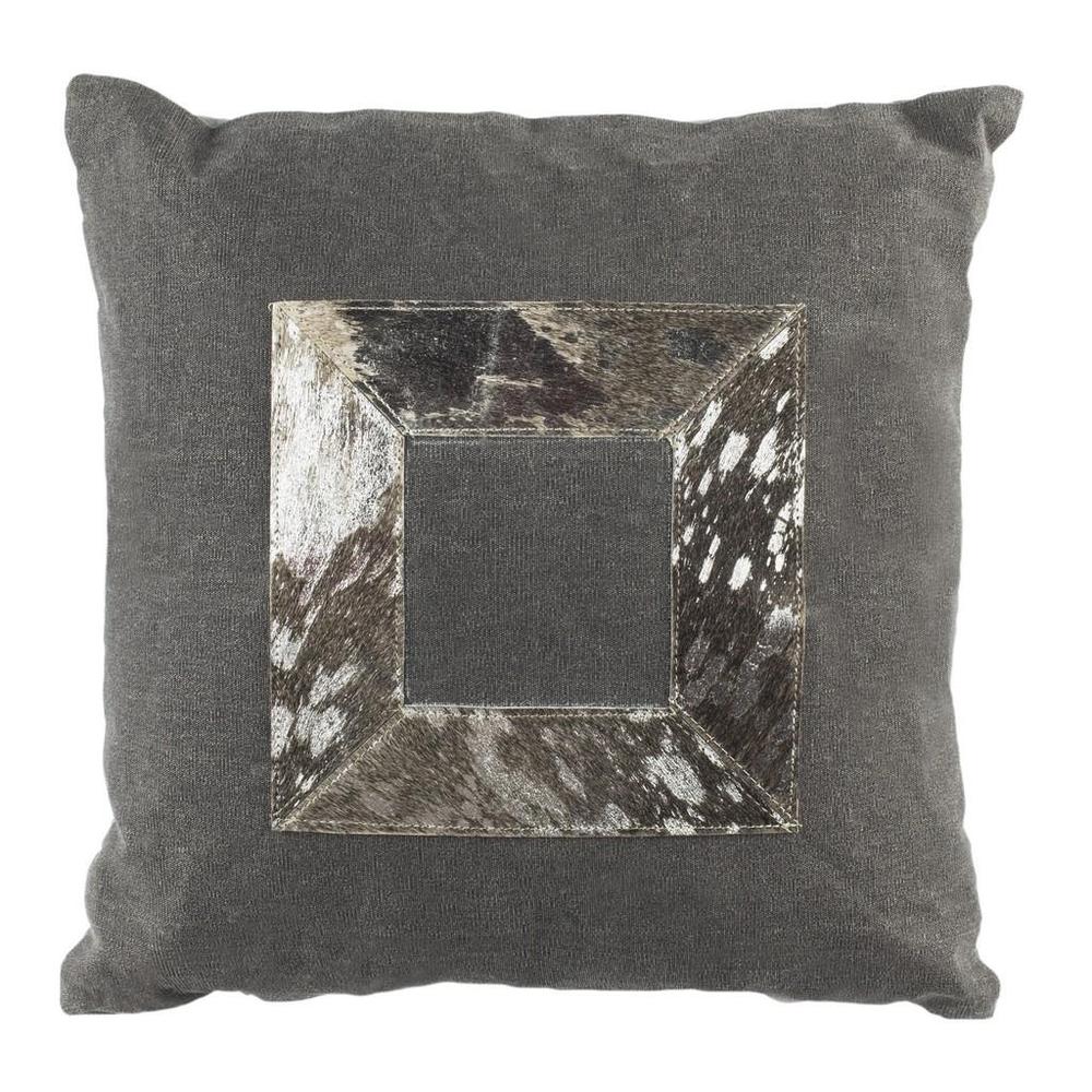 GRAYER METALLIC COWHIDE 20"X20" PILLOW. Picture 1