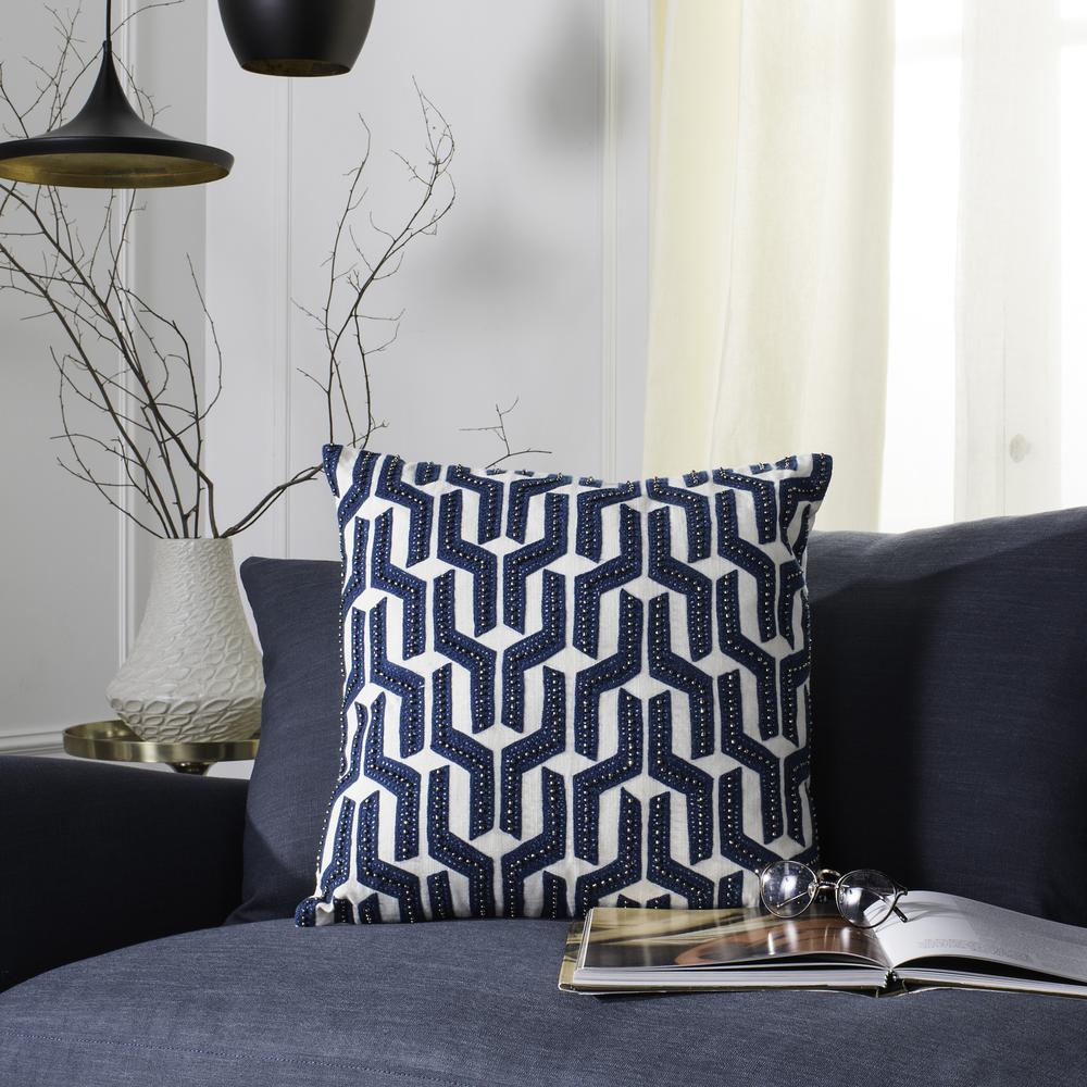 Chauncy Pillow, Navy/White. Picture 3