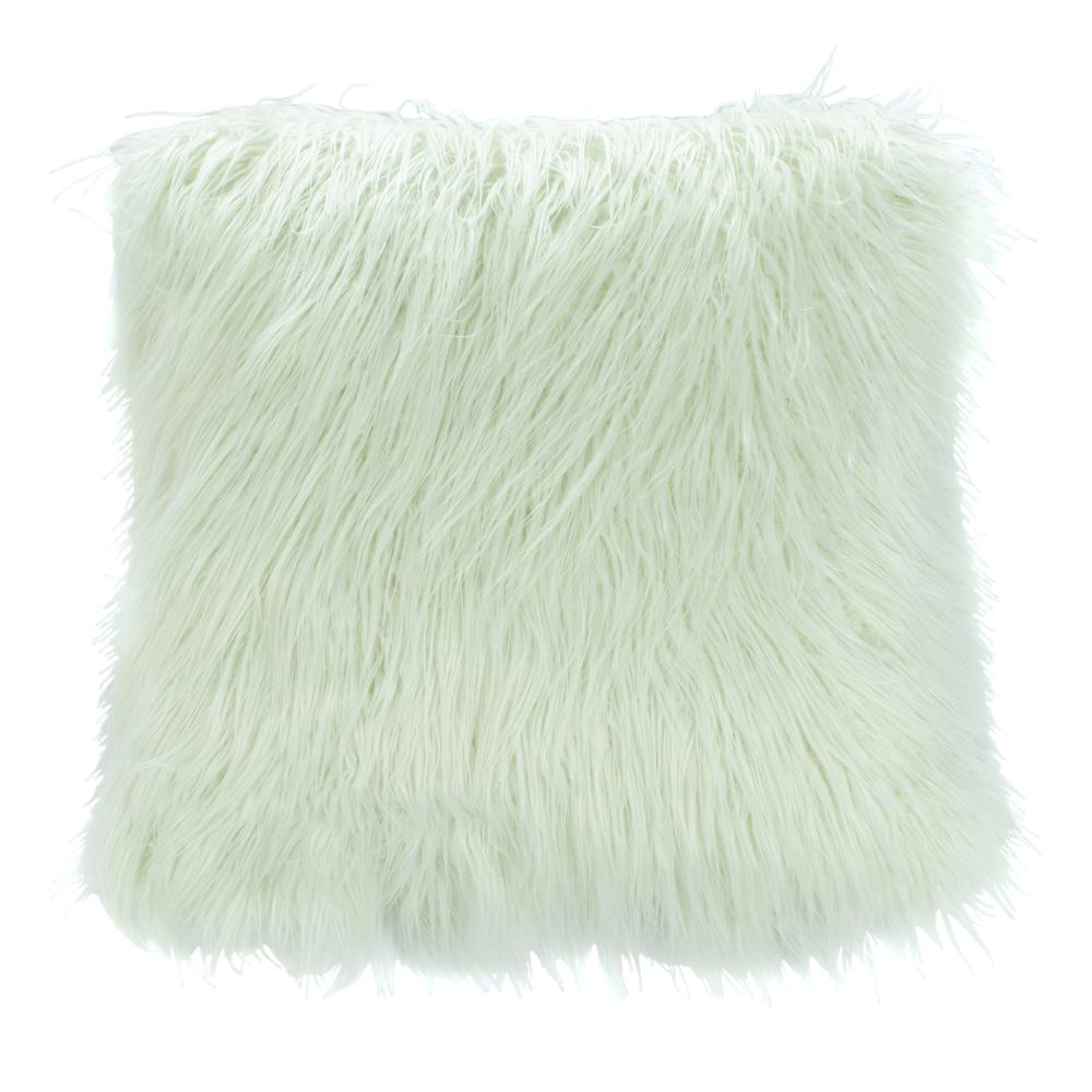 Caelie Faux Fur Pillow, Mint. Picture 2