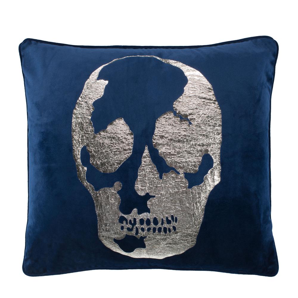 Rayen Skull Pillow, Dark Blue/Silver. Picture 1
