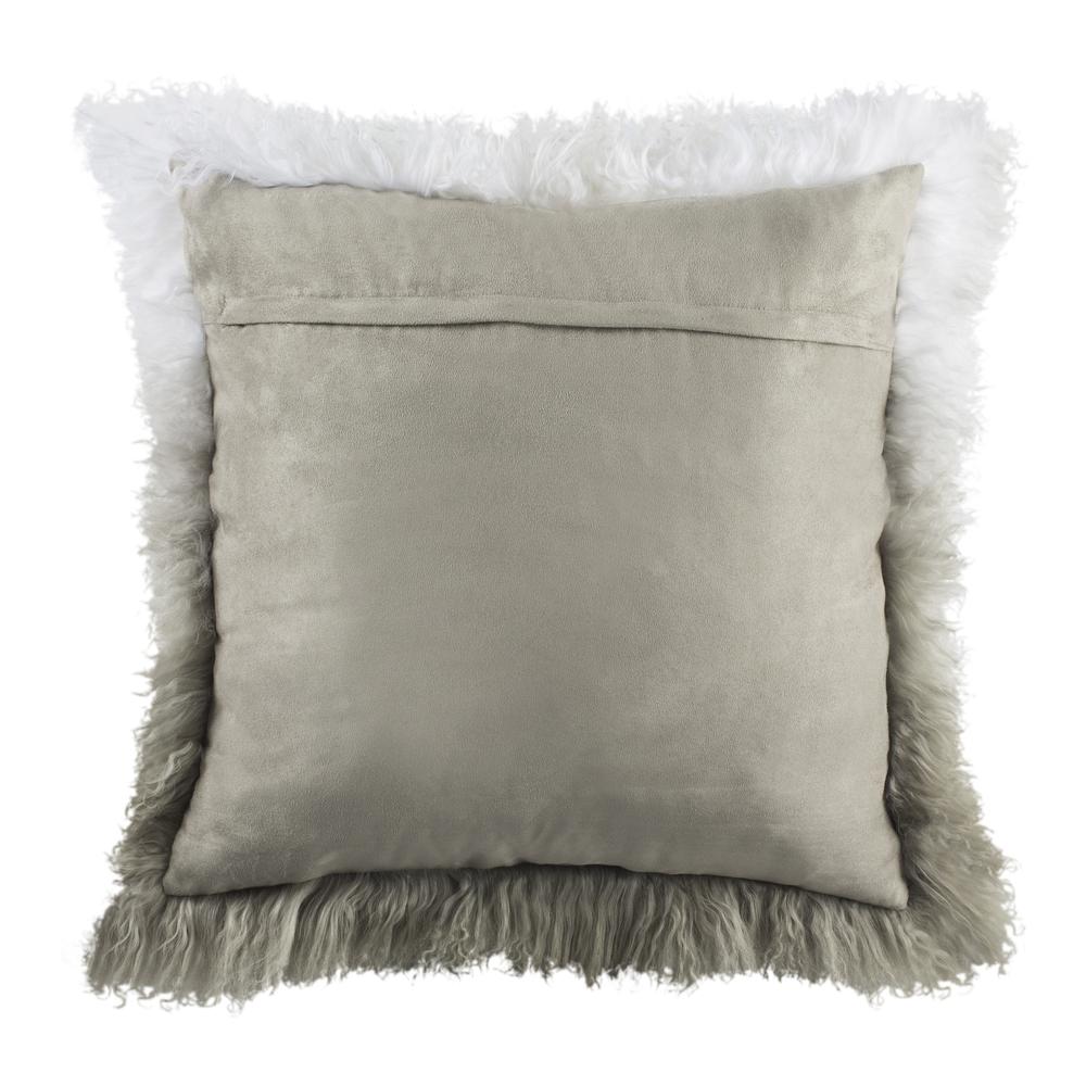 Suri Sheep Skin Pillow, White/Grey. Picture 2