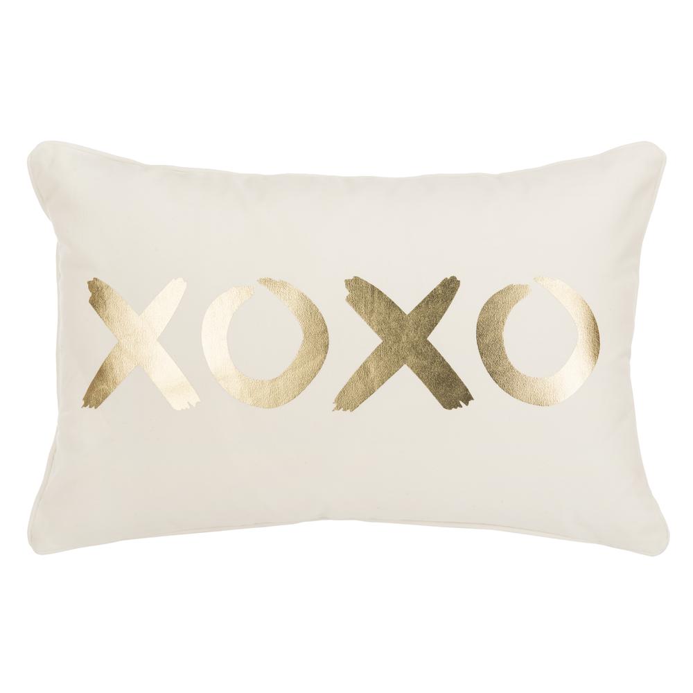 Hugs And Kisses Pillow, Gold/Cream. Picture 1