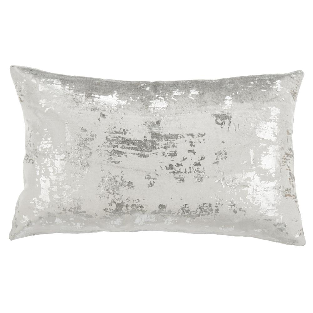 Edmee Metallic  Pillow, Light Grey/Silver, PLS881B-1220. Picture 1