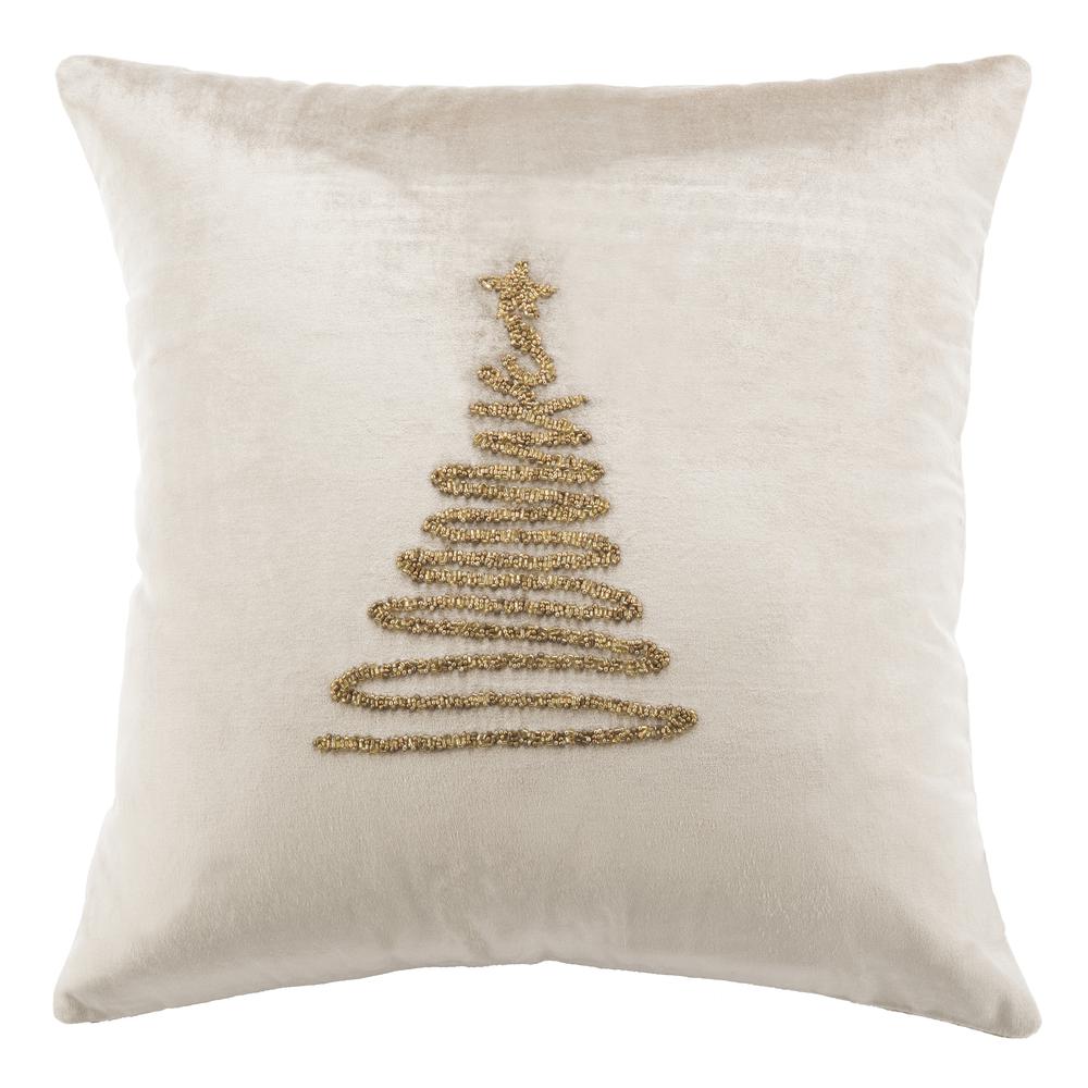 Enchanted Evergreen  Pillow, Beige/Gold, PLS882B-2020. Picture 1