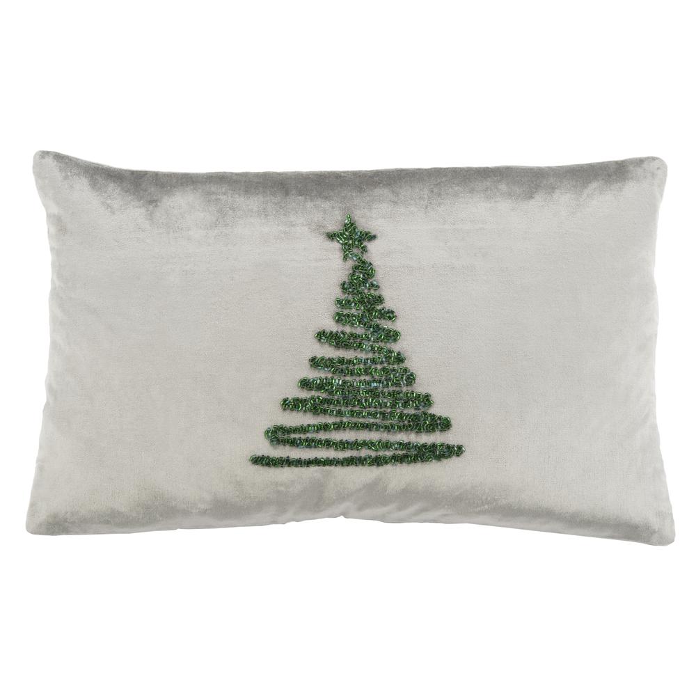 Enchanted Evergreen  Pillow, Grey/Green, PLS882C-1220. Picture 1