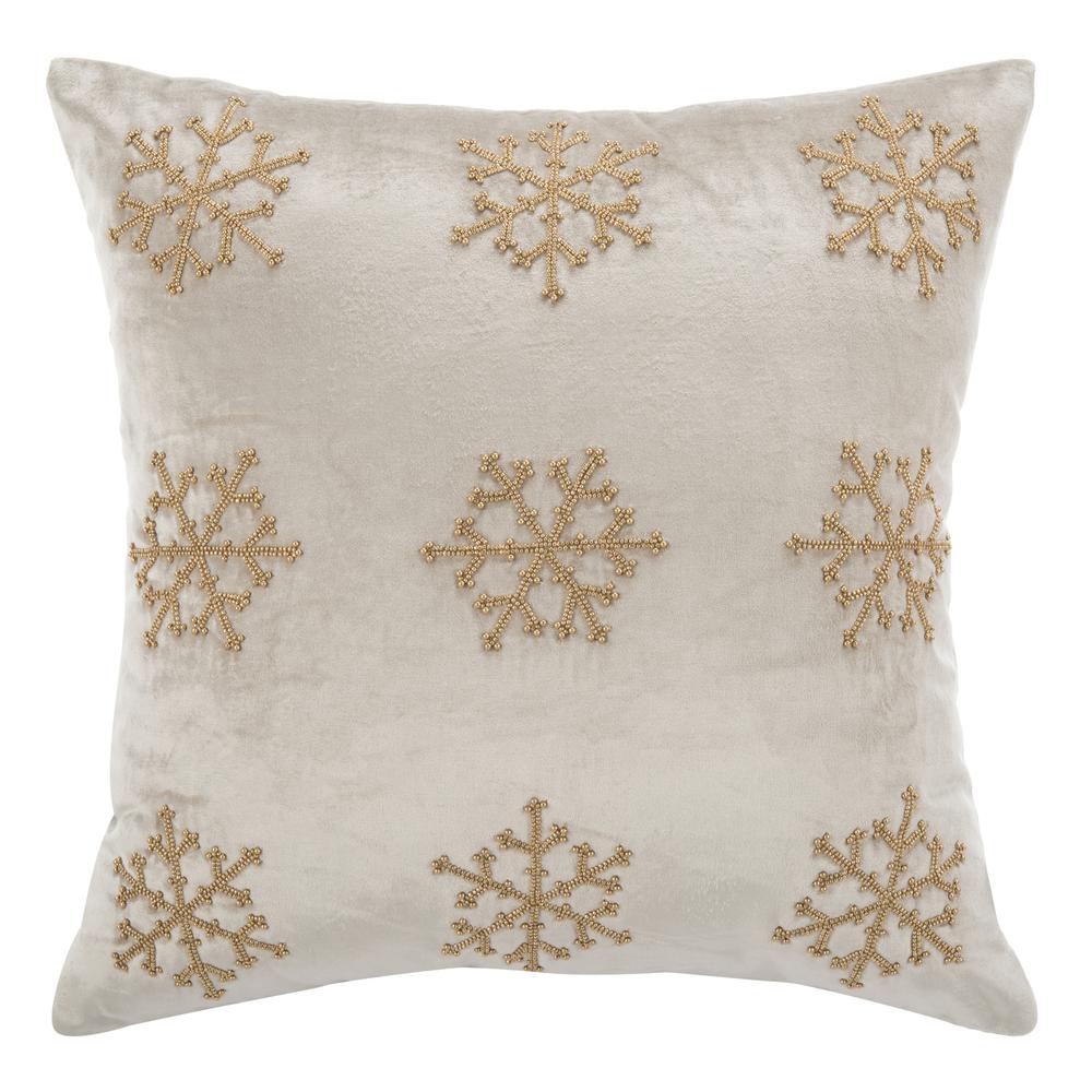 Sydnee Snowflake  Pillow, Beige/Gold, PLS885B-2020. Picture 1
