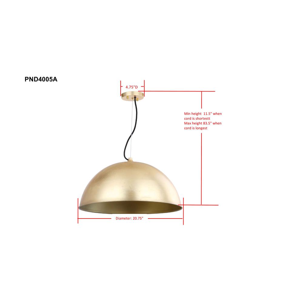 Archer Dome 21-Inch Dia Adjustable Pendant, Gold Leaf. Picture 1
