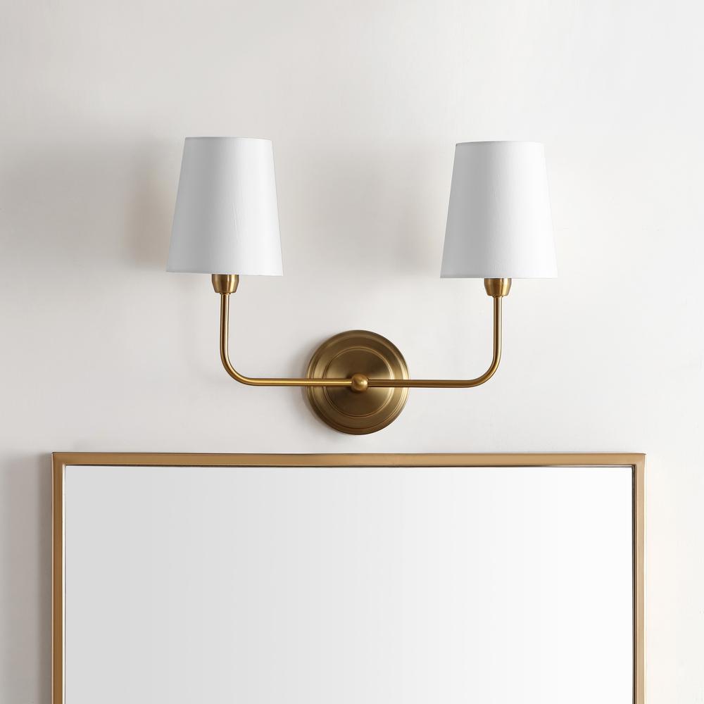 Ezra Two Light Wall Sconce, Brass Gold. Picture 1