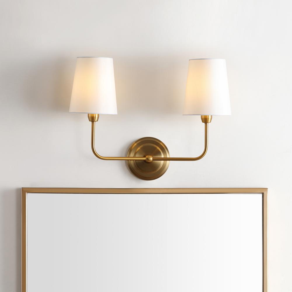 Ezra Two Light Wall Sconce, Brass Gold. Picture 3