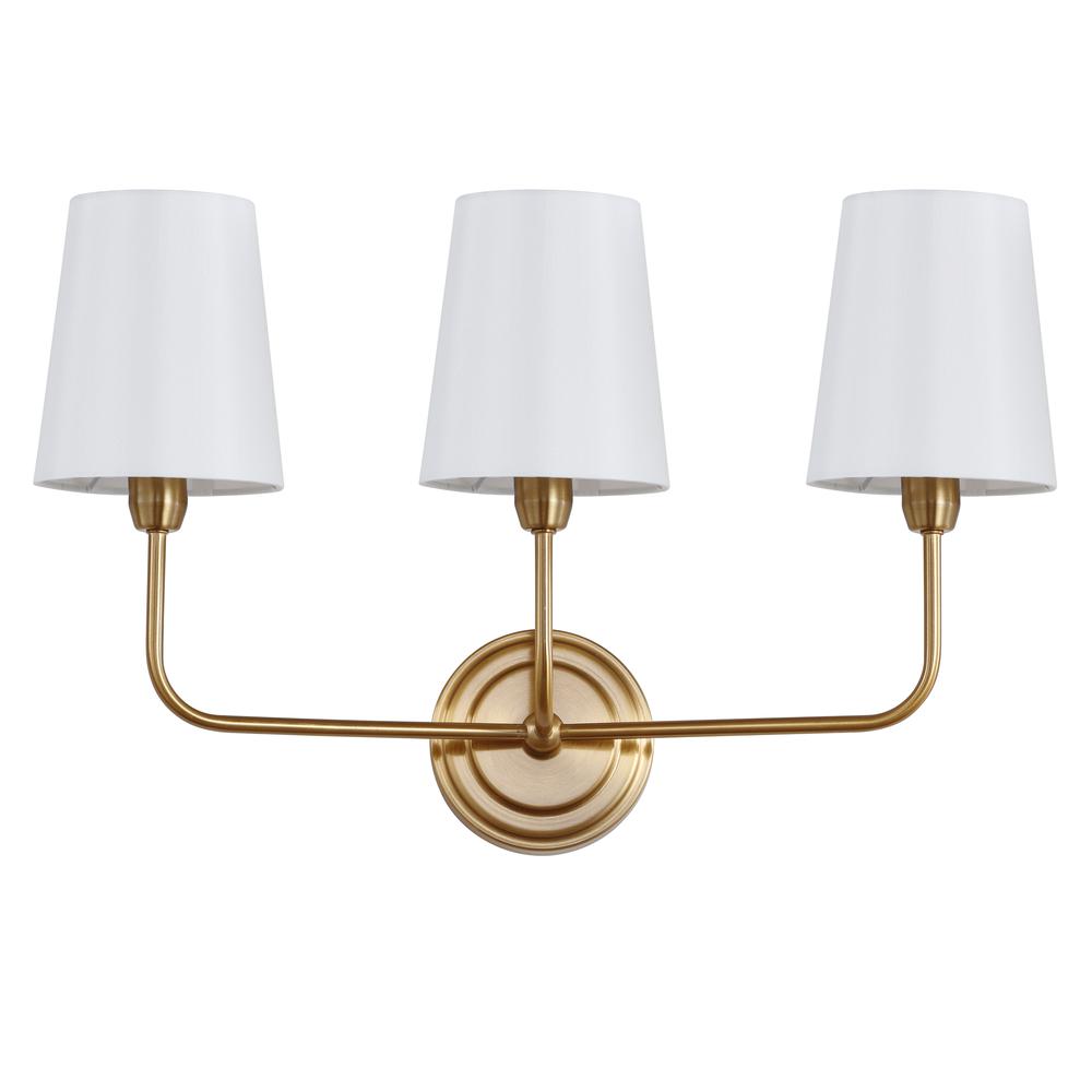 Sawyer Three Light Wall Sconce, Brass Gold. Picture 2